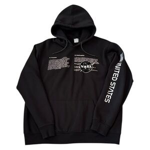 Heron Preston NASA Manual Hoodie Pullover Heavy Black/Red Distressed Graphics XL